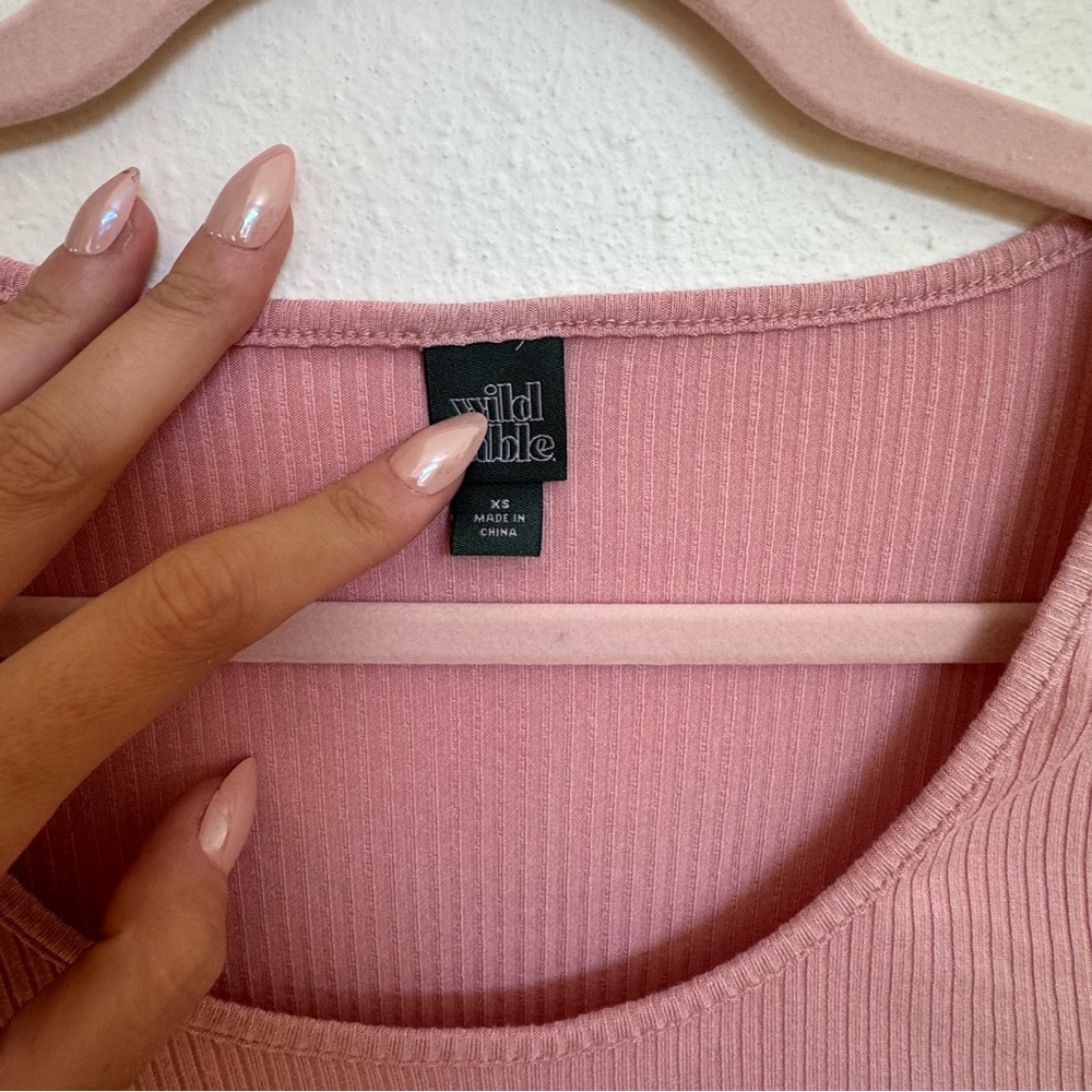 Wild Fable Pink Ribbed Cinch Waist Top - Picture 3 of 4